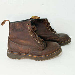 Dr. Martens Made in England Vintage Brown Leather Lace-Up Combat Boots